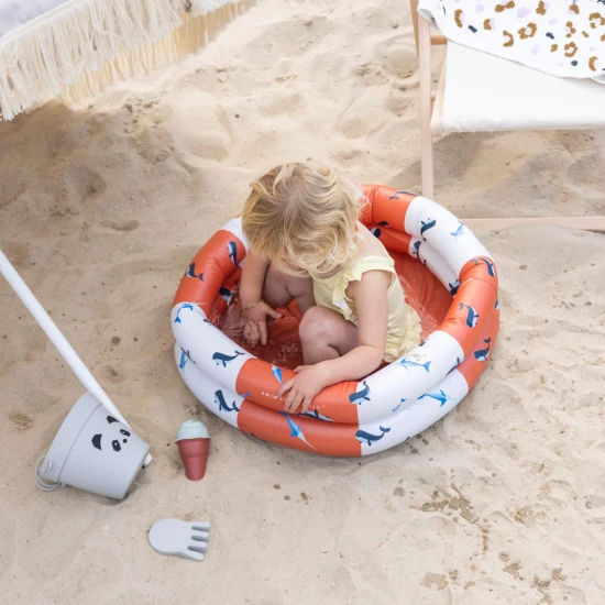 Aufblasbarer Kinderpool Wale 60 cm mit maritimem Wal-Motiv, 2 Luftkammern