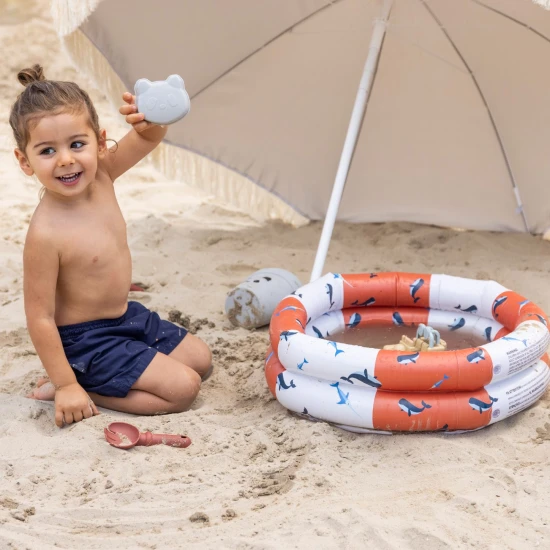 Aufblasbarer Kinderpool Wale 60 cm mit maritimem Wal-Motiv, 2 Luftkammern
