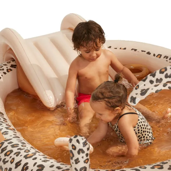 Aufblasbarer Pool mit Rutsche Beige Leopard 210 cm