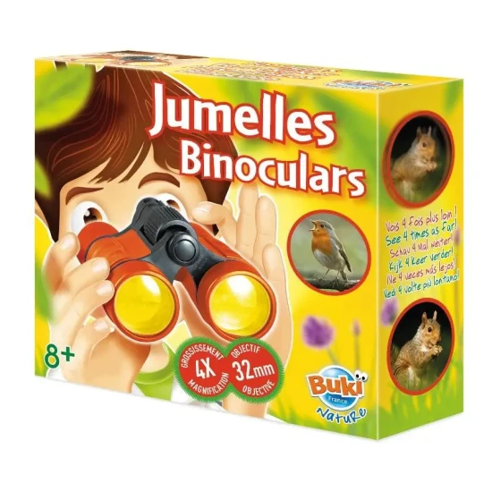 Kinderfernglas mit 4-facher Vergrößerung und 32-mm-Objektiv, entwickelt für die Beobachtung von Tieren und Natur. 