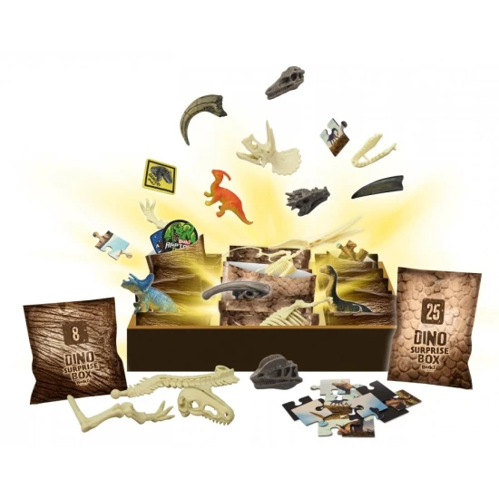 Das Dino Surprise Pack enthält 25 Packungen mit verschiedenen Artikeln.