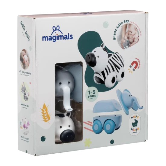 Magnetische Tiere Magicals Wheely Zebra / Elefant