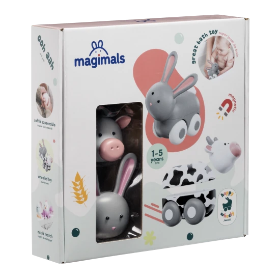 Magnetische Tiere Magicals Wheely Hase / Kuh