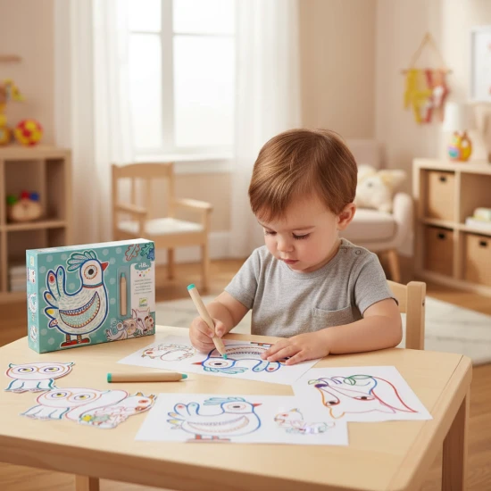 Magisches Ausmalen mit einem Buntstift: Freunde aus dem Wald
