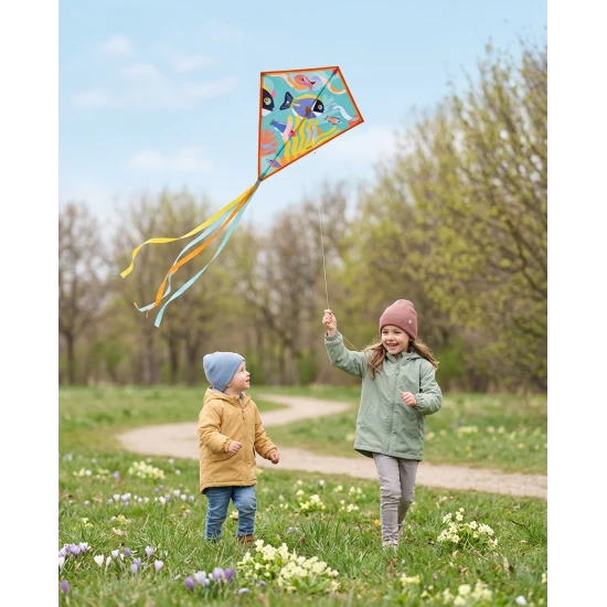 Djeco Ocean Kite 60 × 70 cm mit Wickler