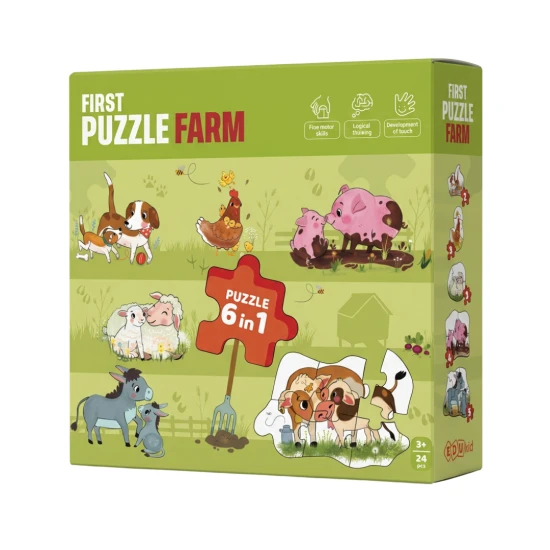 Mein erstes Puzzle Bauernhof 6-in-1 mit Bauernhoftieren und Tierbabys