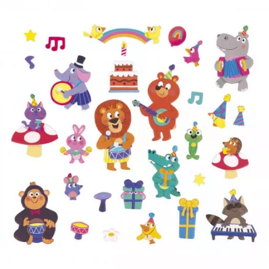 Magnetische Geschichten für Kinder über eine Geburtstagsparty mit Tieren von Janod.