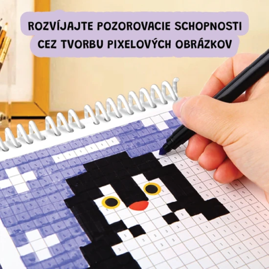 Jarmelo Pixel-Art-Tierwelt – Malbuch mit 16 vorgedruckten Pixel-Tieren für Kinder