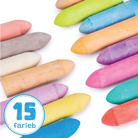 Jarmelo Straßenkreide – 20 Stück, 15 Farben, ungiftig, abwaschbar, ideal für Kinder