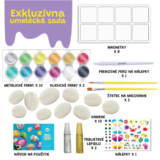 Jarmelo Steinmalset – Steine, Farben, Glitzer, Pinsel und Sticker in einem Kreativset
