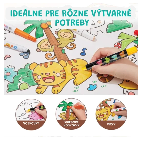 Jarmelo Malbuch auf Rolle „Tiere“ – selbstklebendes Malbuch 118 × 40 cm für Wand, Schreibtisch und Boden