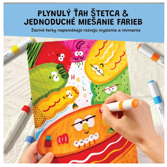 Jarmelo Doppelspitzenmarker in tragbarer Box – 12 Farben, Pinsel- und grobe Spitze, ungiftig und abwaschbar