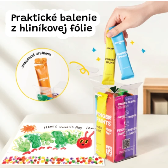 Jarmelo-Fingerfarben – 48 Beutel in Alufolie, ungiftig und reisetauglich