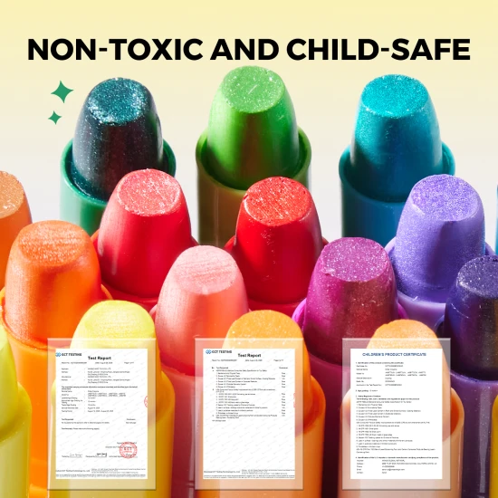 Glitzernde, bunte, weiche, abwaschbare Buntstifte für Kinder in einer praktischen Box – 24 Stück