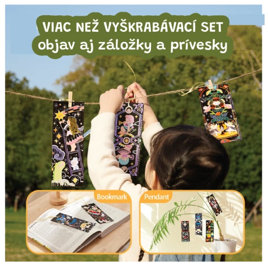 Jarmelo Glitzer-Kratzbrett „Starlight Girls“ – Set mit 25 Bildern, Kratzbrett und Pinsel für Kinder