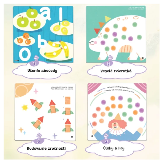 Fingerfarben mit Stempeln im Jarmelo – 7 Farben + 7 Stempel, ungiftig und abwaschbar