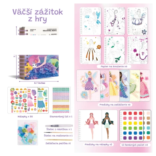 Jarmelo Traumfee – Kreativbuch mit Aquarellmalerei, Textilien, Steinen und Stickern für Kinder