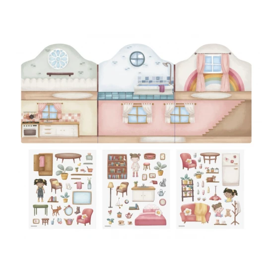 Buch mit Aufklebern Haus Rosa