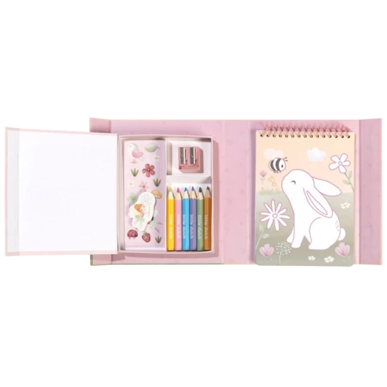 Malbuch mit Buntstiften und Stickern Rosa Fairy Garden