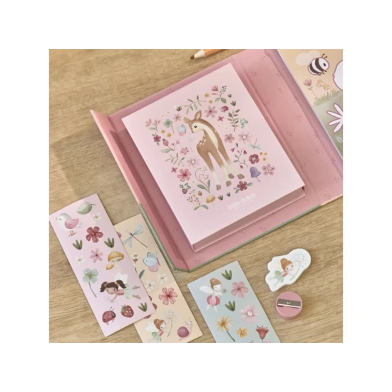 Malbuch mit Buntstiften und Stickern Rosa Fairy Garden