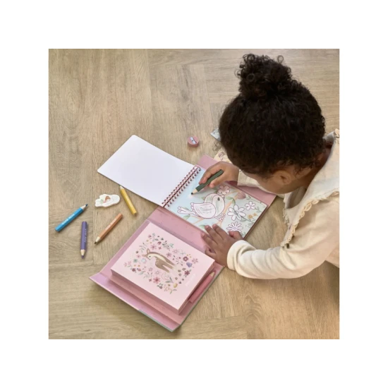 Malbuch mit Buntstiften und Stickern Rosa Fairy Garden