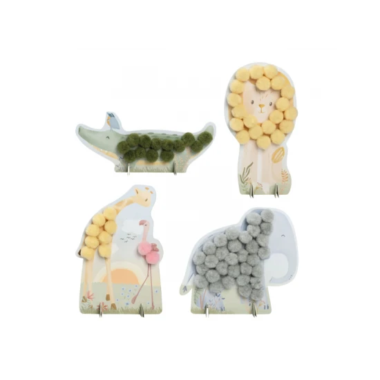 LITTLE DUTCH Kreativset mit Pompons Safari Friends