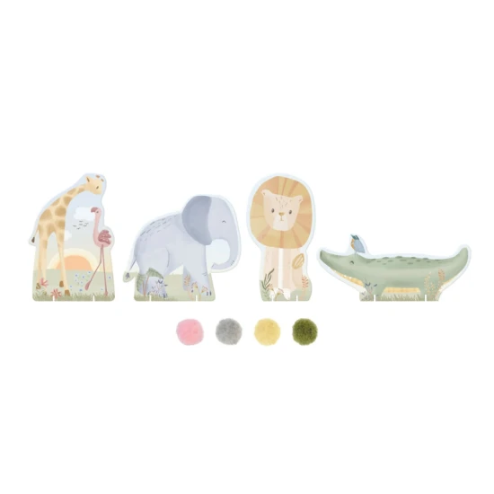 LITTLE DUTCH Kreativset mit Pompons Safari Friends