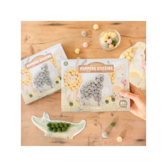 LITTLE DUTCH Kreativset mit Pompons Safari Friends