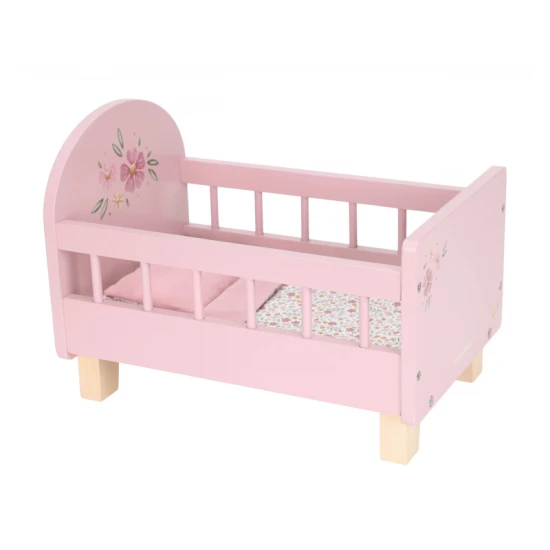 Holz-Puppenbett mit Bettdecke Pink