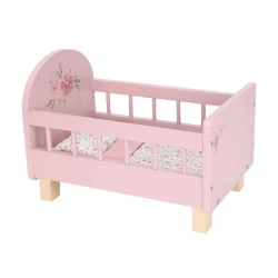 Holz-Puppenbett mit Bettdecke Pink