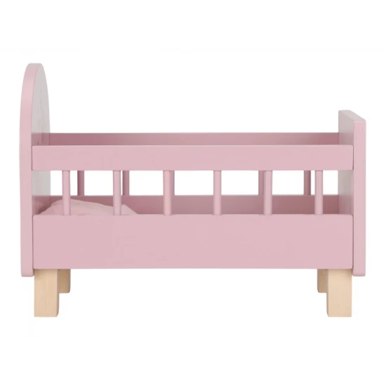 Holz-Puppenbett mit Bettdecke Pink