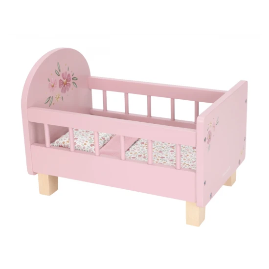 Holz-Puppenbett mit Bettdecke Pink