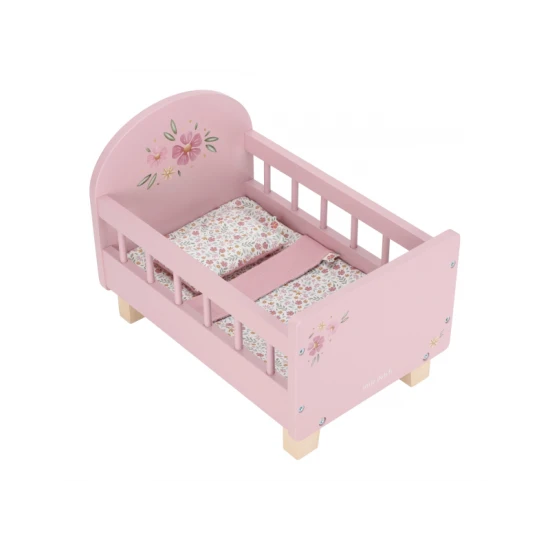 Holz-Puppenbett mit Bettdecke Pink