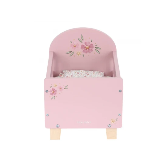 Holz-Puppenbett mit Bettdecke Pink