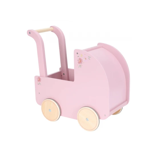 Holz-Puppenwagen mit Bettdecke Pink