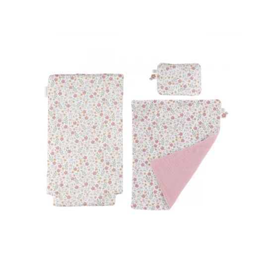 Holz-Puppenwagen mit Bettdecke Pink