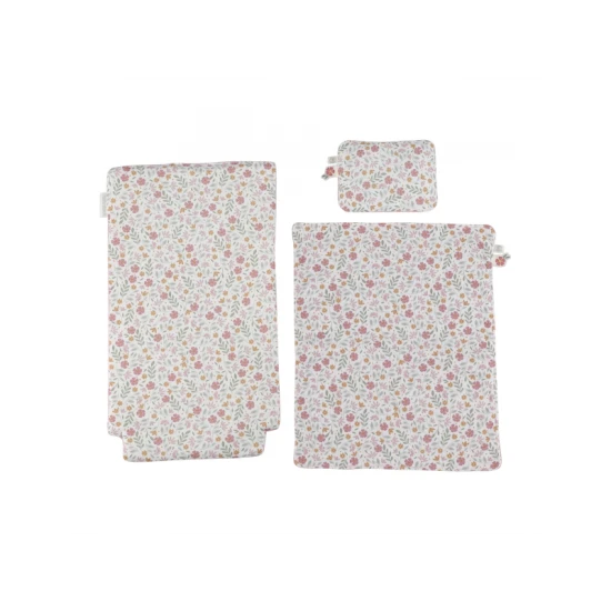 Holz-Puppenwagen mit Bettdecke Pink