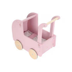 Holz-Puppenwagen mit Bettdecke Pink