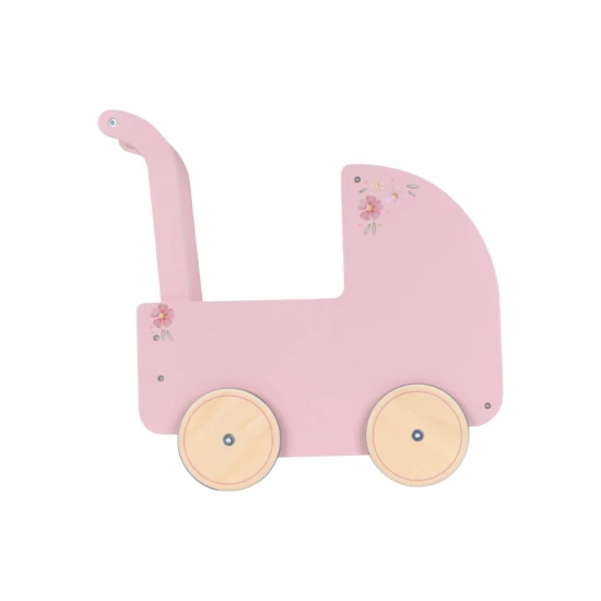 Holz-Puppenwagen mit Bettdecke Pink