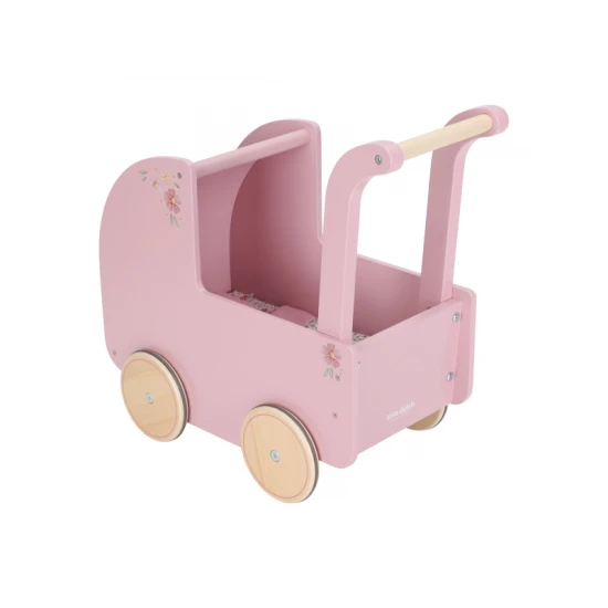 Holz-Puppenwagen mit Bettdecke Pink