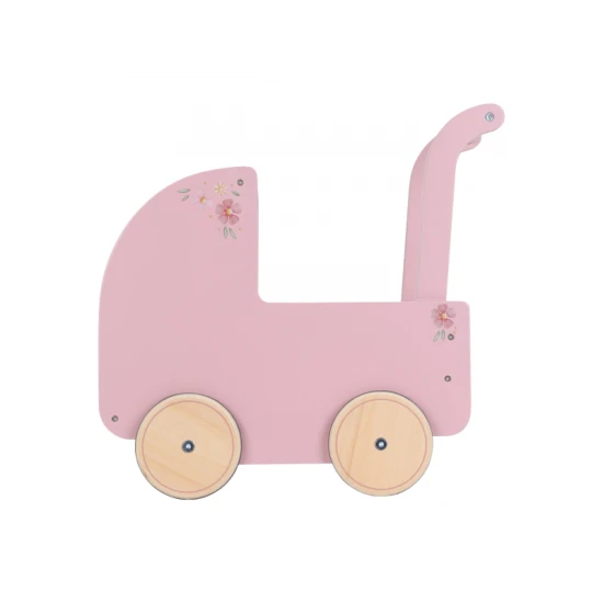 Holz-Puppenwagen mit Bettdecke Pink