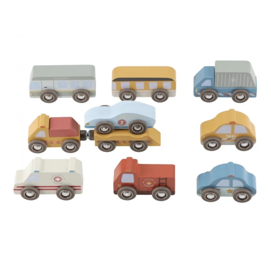 Set mit Holzautos