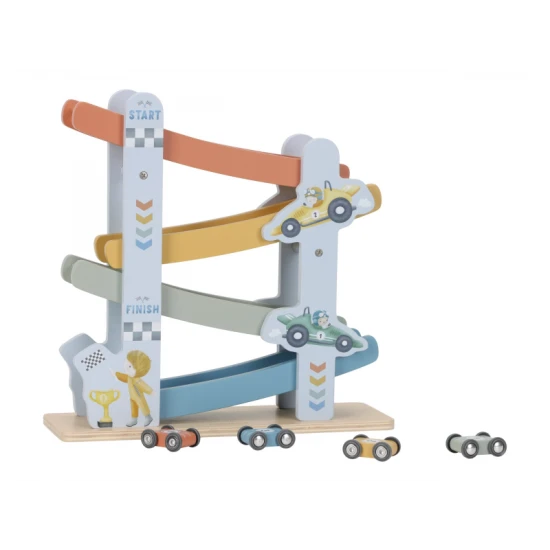 Autorennbahn Blue Little Dutch: Holzwürfel mit Aktivitäten für Kinder