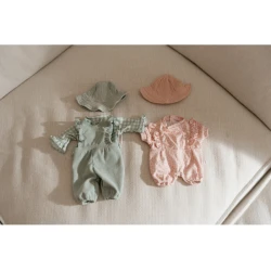 Puppenkleidung in Babygrün mit Karomuster