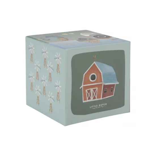 Würfelstapel Bauernhof mit nummerierten Würfeln, die das Erlernen des Zählens und logischen Denkens unterstützen.