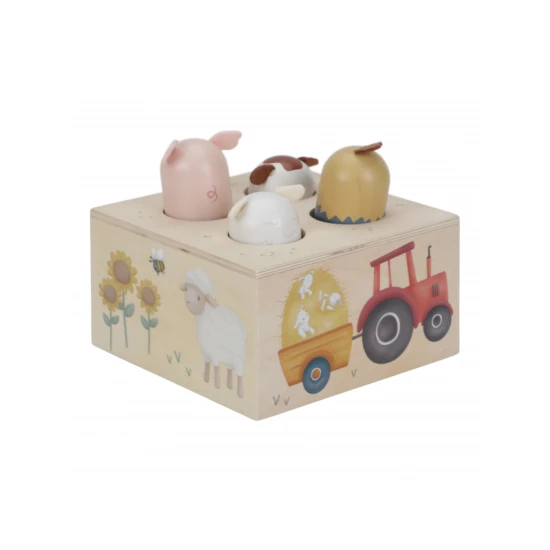 Pop-up-Bauernhoftiere mit einem Schwein, einem Schaf, einer Kuh und einem Huhn mit Geräuschen