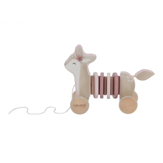 Fairy Garden Holz-Zughirschkuh mit Zugschnur