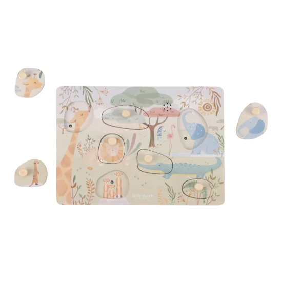 LITTLE DUTCH Steckpuzzle mit Sound Safari Friends