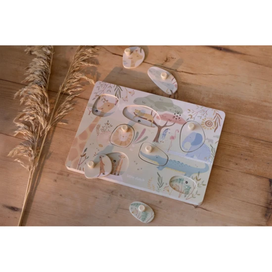 LITTLE DUTCH Steckpuzzle mit Sound Safari Friends
