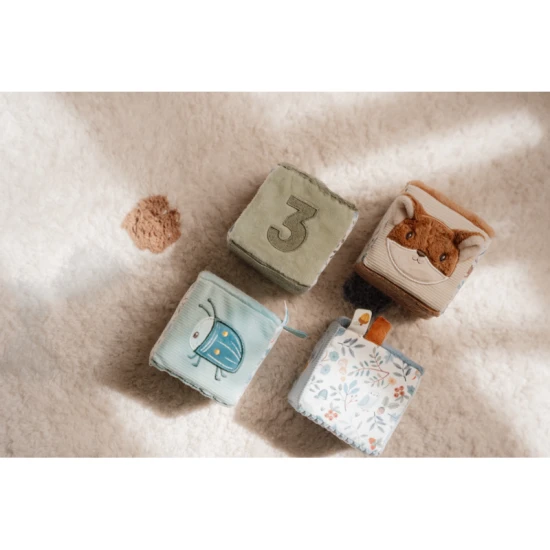 4er Set Forest Friends Textilblöcke mit Motiven aus dem Leben im Wald